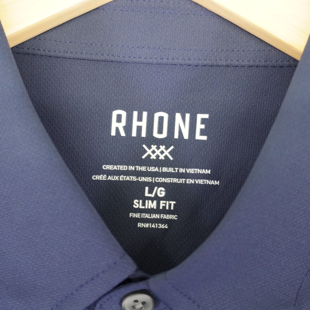 NEW Rhone Commuter Shirt Mens L Navy Blue Slim Fit Italian Stretch Button Down - Picture 4 of 9